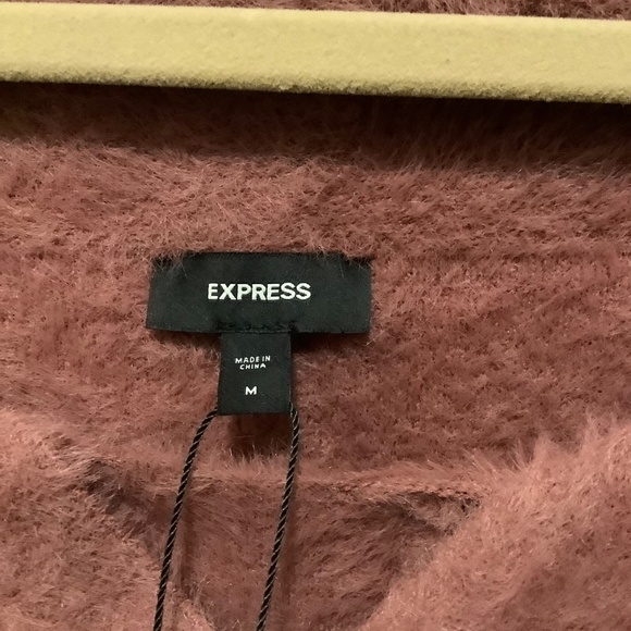 Express| NWT Off Shoulder Feminine Coquette Romantic Sweater Dusty Rose Pink M - Picture 4 of 6